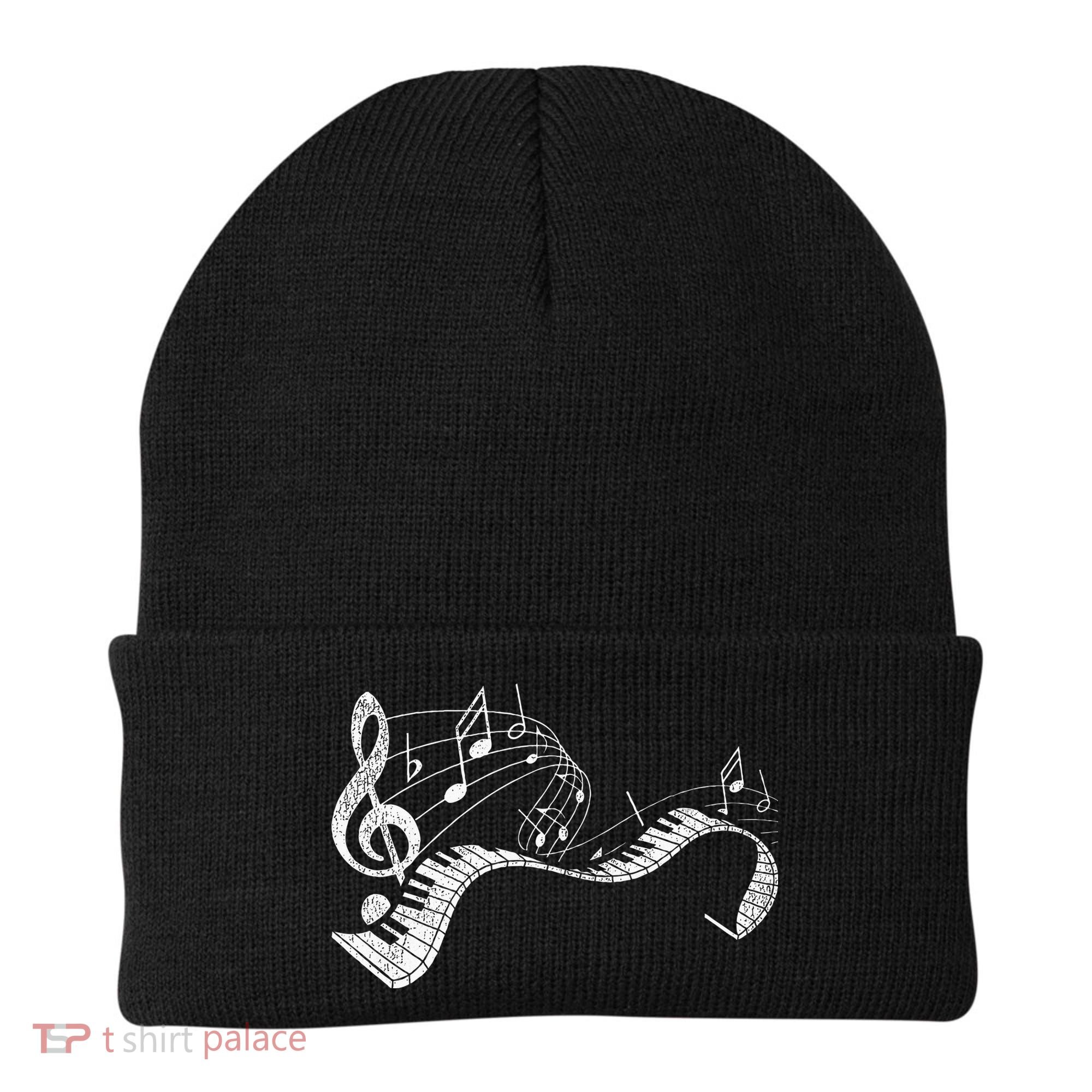 Pianist Music Notes Treble Clef Piano Player Keyboard Piano Beanie