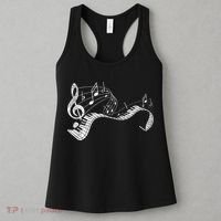 Pianist Music Notes Treble Clef Piano Player Keyboard Piano Women's Tank Top thumb 3
