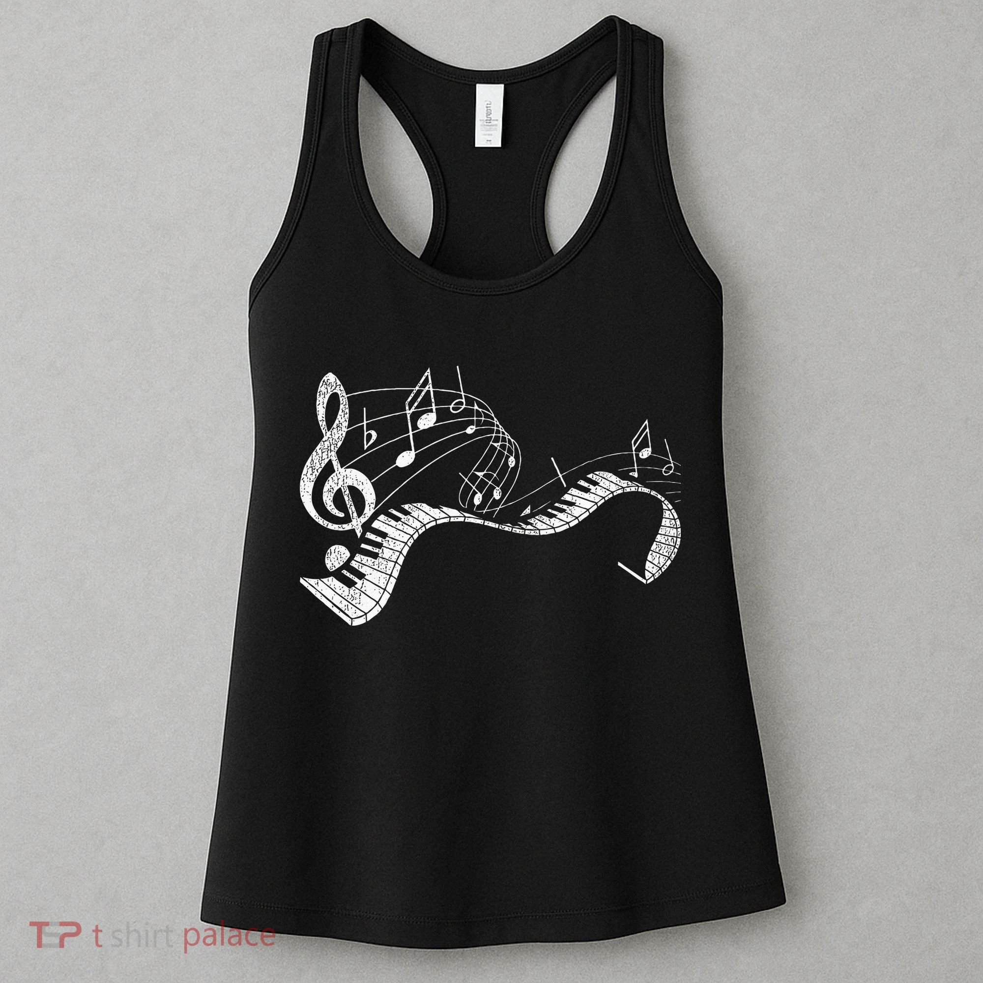 Pianist Music Notes Treble Clef Piano Player Keyboard Piano Women's Tank Top