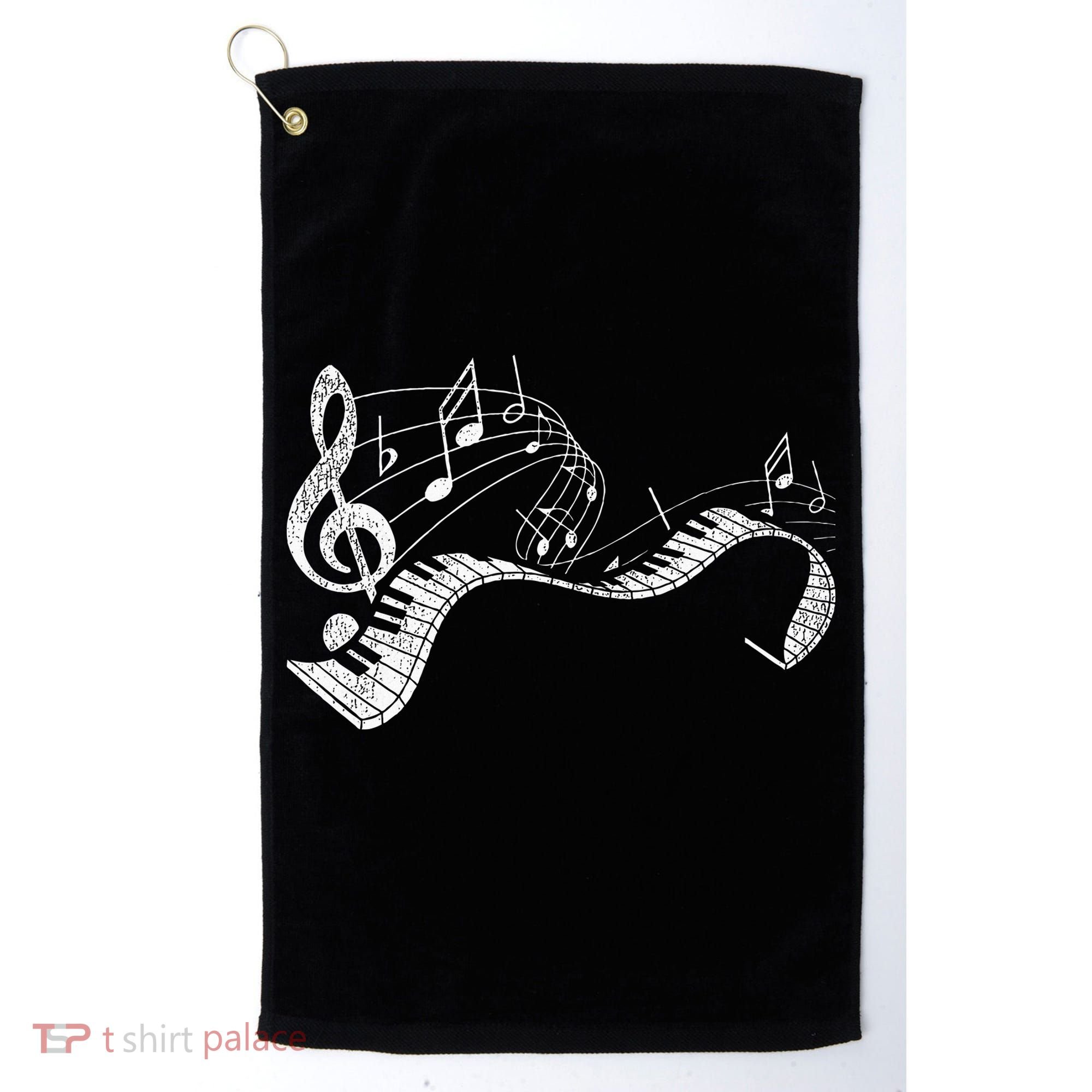Pianist Music Notes Treble Clef Piano Player Keyboard Piano Golf Towel