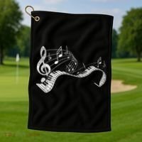 Pianist Music Notes Treble Clef Piano Player Keyboard Piano Golf Towel thumb 1