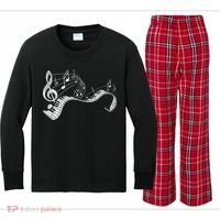 Pianist Music Notes Treble Clef Piano Player Keyboard Piano Kids Long Sleeve Plaid Pajama Set thumb 0