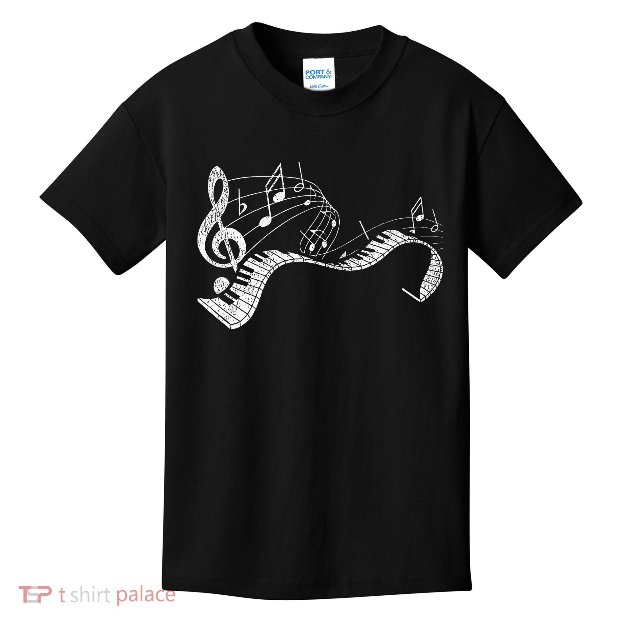 Pianist Music Notes Treble Clef Piano Player Keyboard Piano Kids T-Shirt
