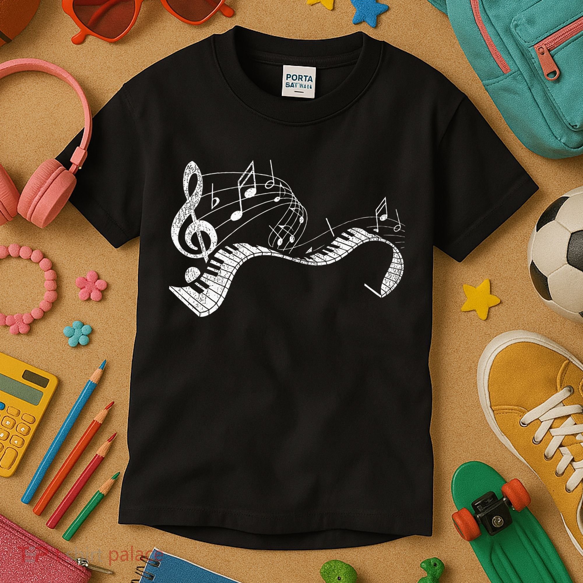 Pianist Music Notes Treble Clef Piano Player Keyboard Piano Kids T-Shirt