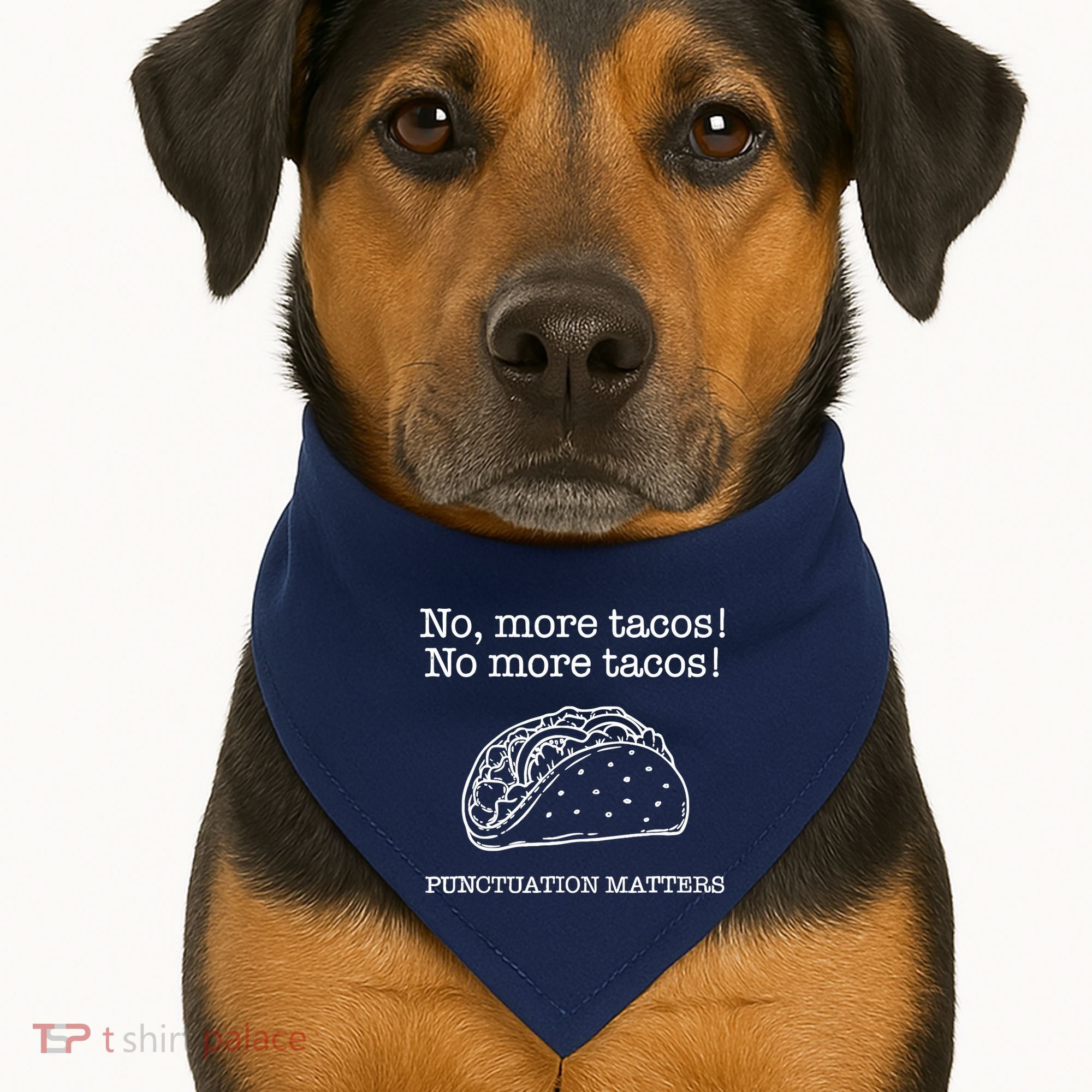Punctuation Matters No More Tacos Teacher Grammar Outfits USA-Made Doggie Bandana