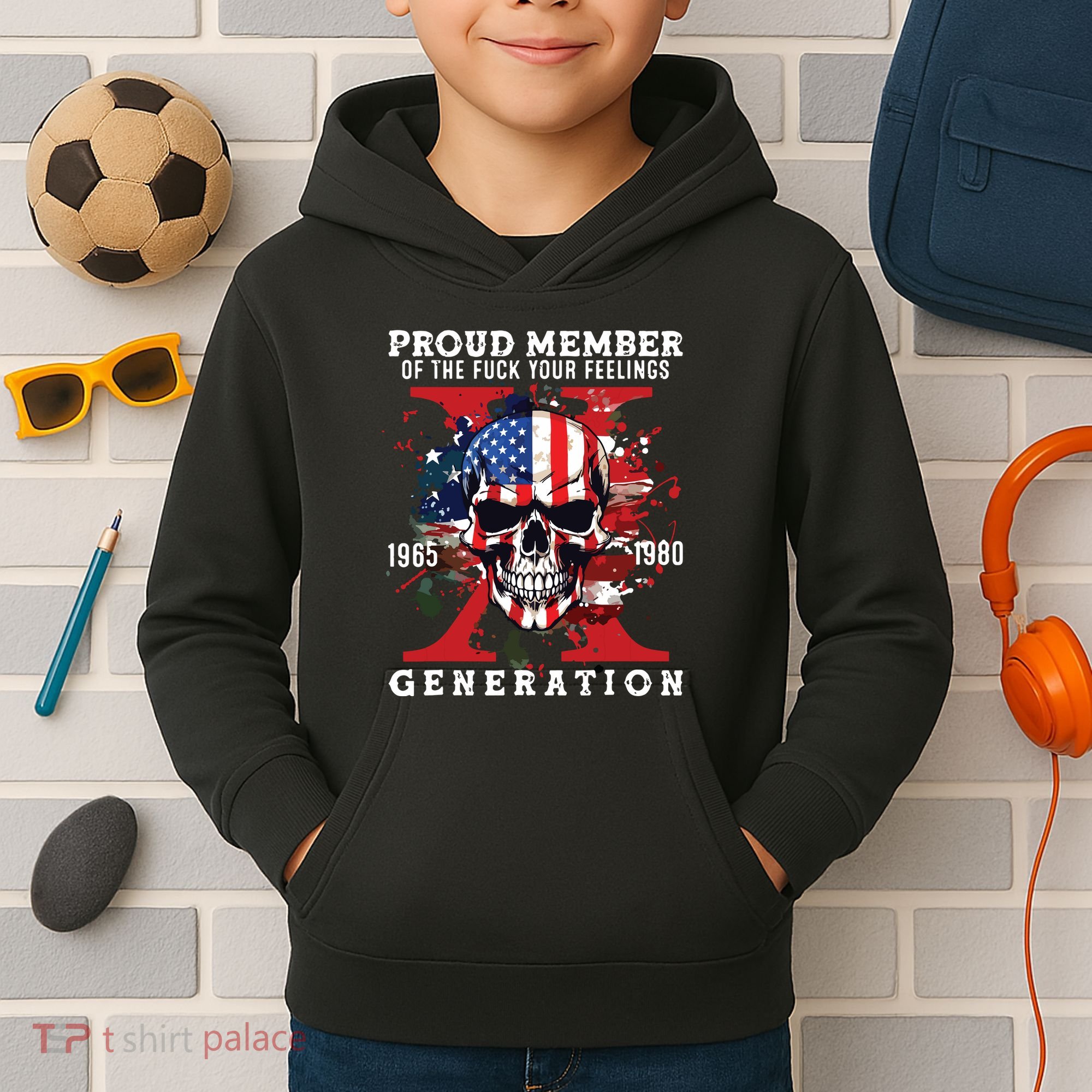 Proud Member Of Your Feelings Horror Skull X Generation Kids Hoodie