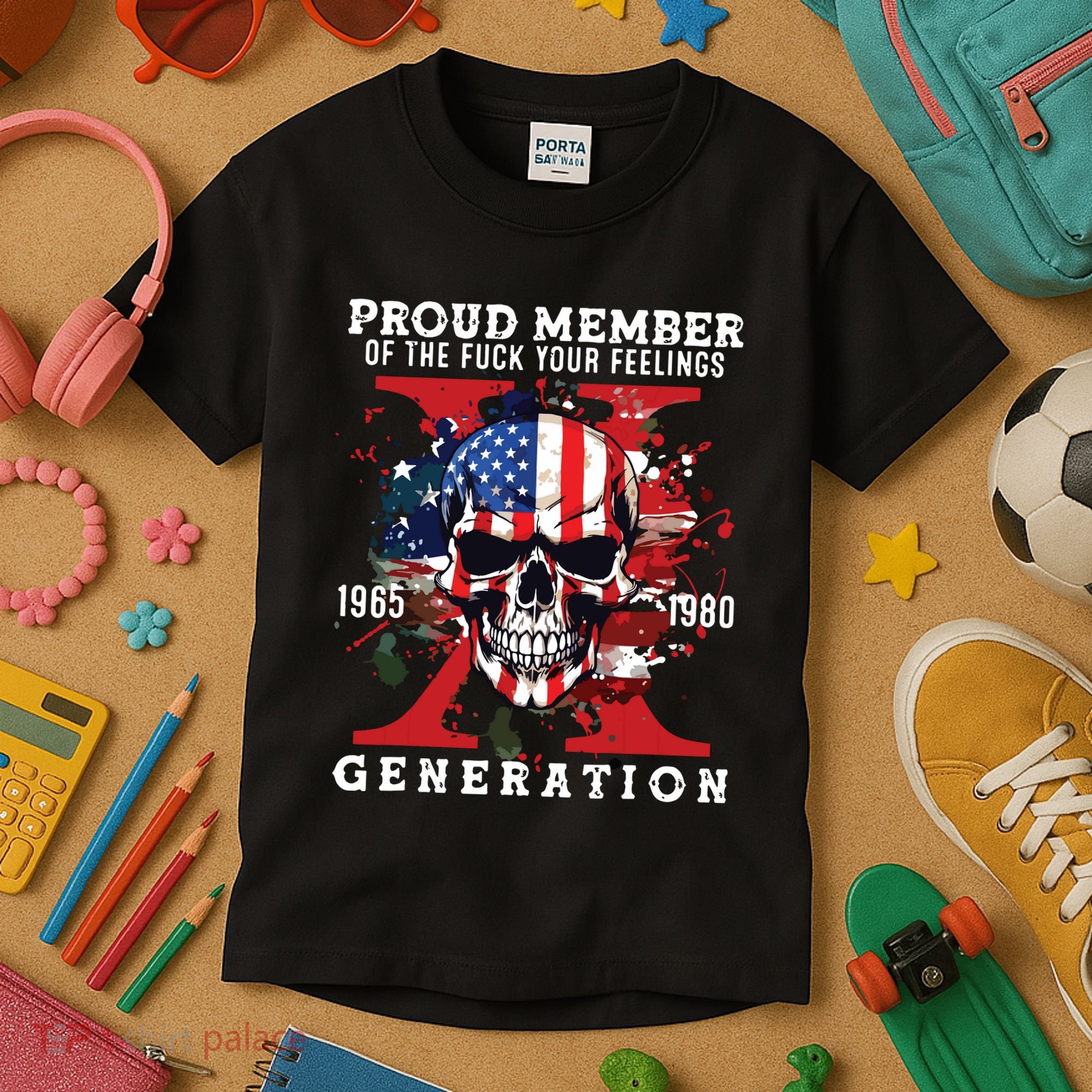 Proud Member Of Your Feelings Horror Skull X Generation Kids T-Shirt