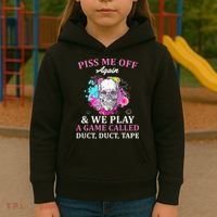 Piss Me Off Again And We Play A Game Called Duct Tape Skull Kids Hoodie thumb 3