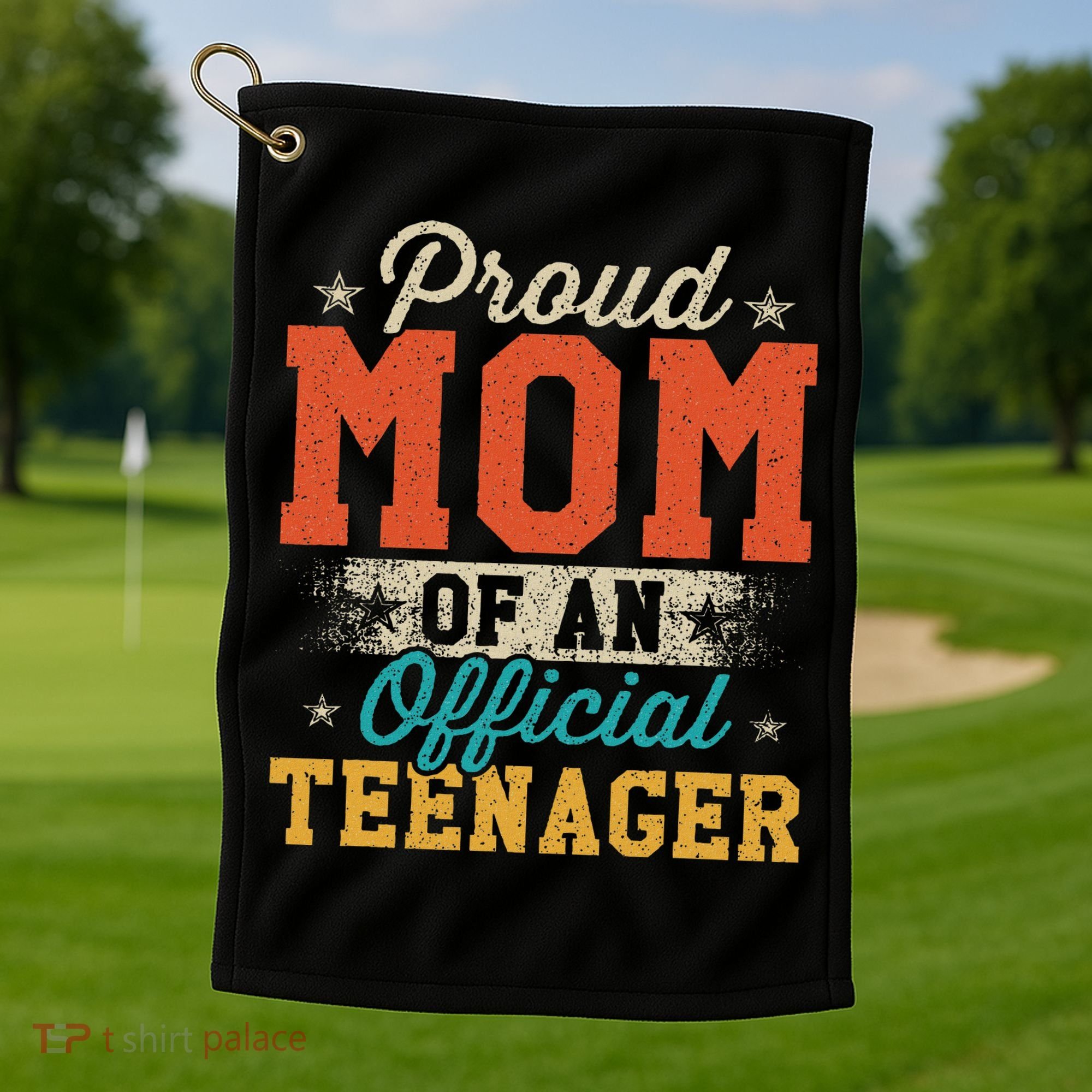 Proud Mom Of Nager 13th Birthday Gift Golf Towel