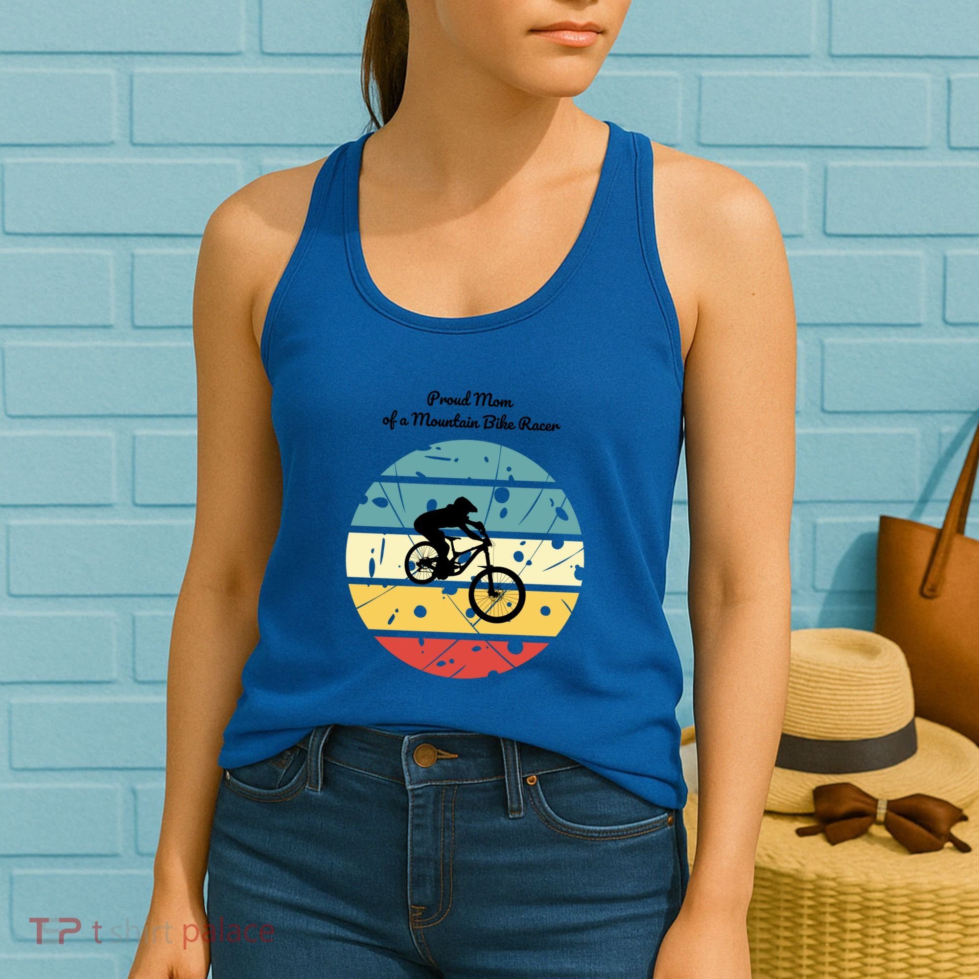 Proud Mom Of A Mountain Bike Racer Cool Gift Women's Tank Top
