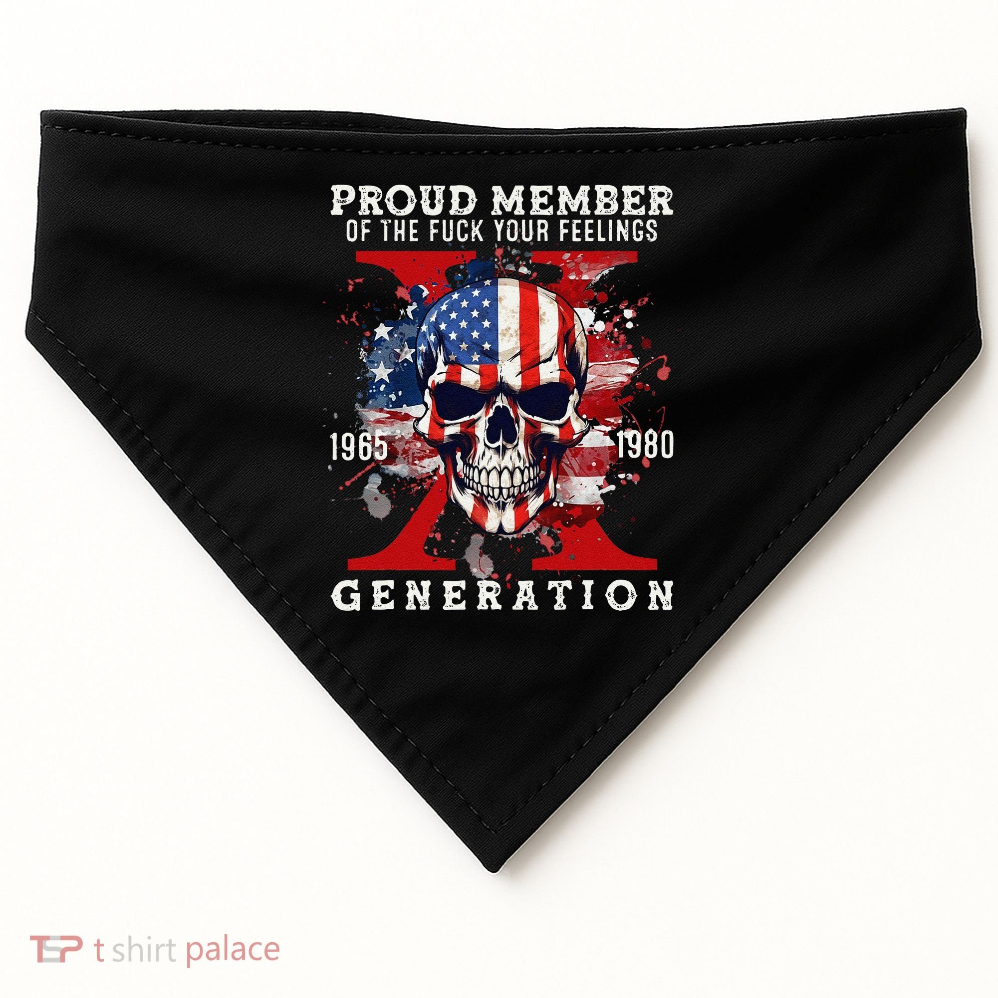 Proud Member Of Your Feelings Horror Skull X Generation USA-Made Doggie Bandana