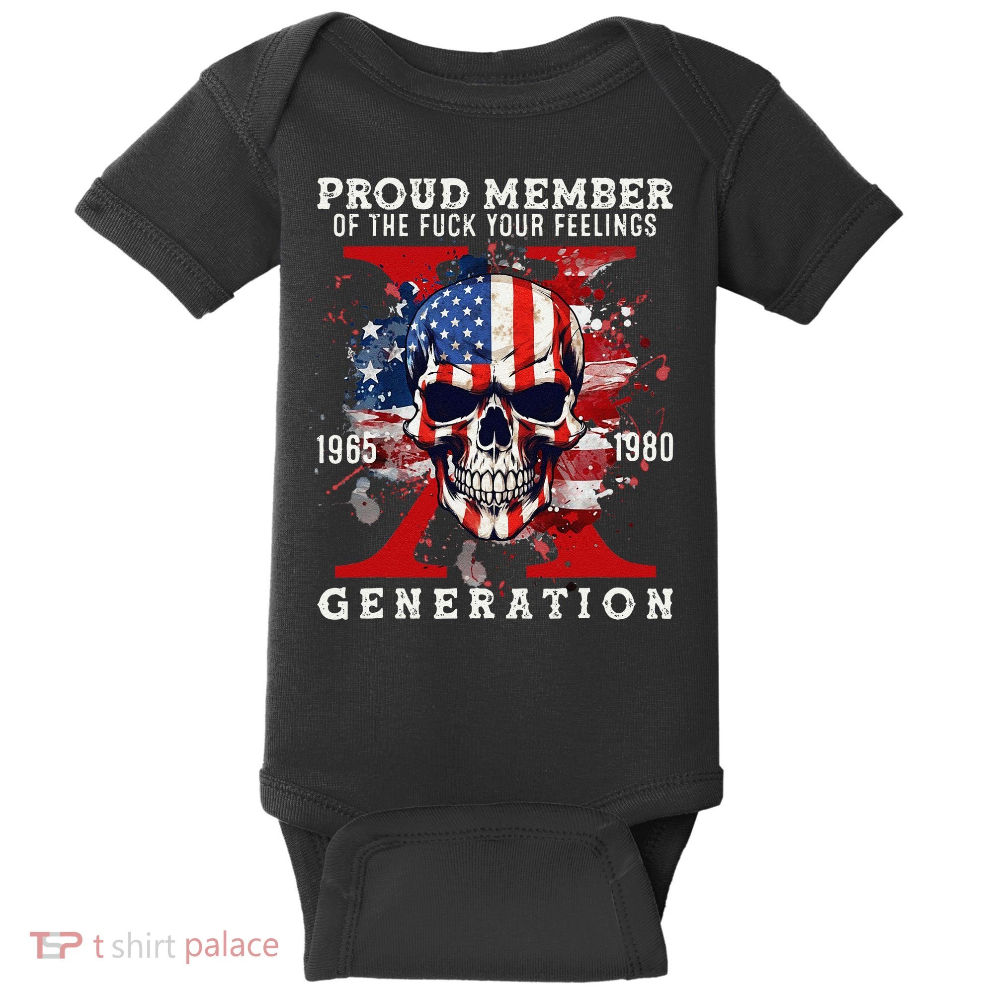 Proud Member Of Your Feelings Horror Skull X Generation Baby Bodysuit