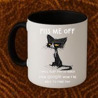 Piss Me Off I Will Slap You So Hard Black Cat Coffee Mug thumb 2