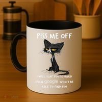 Piss Me Off I Will Slap You So Hard Black Cat Coffee Mug thumb 4