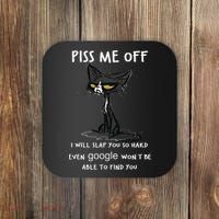 Piss Me Off I Will Slap You So Hard Black Cat Coaster thumb 0
