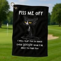 Piss Me Off I Will Slap You So Hard Black Cat Golf Towel thumb 1