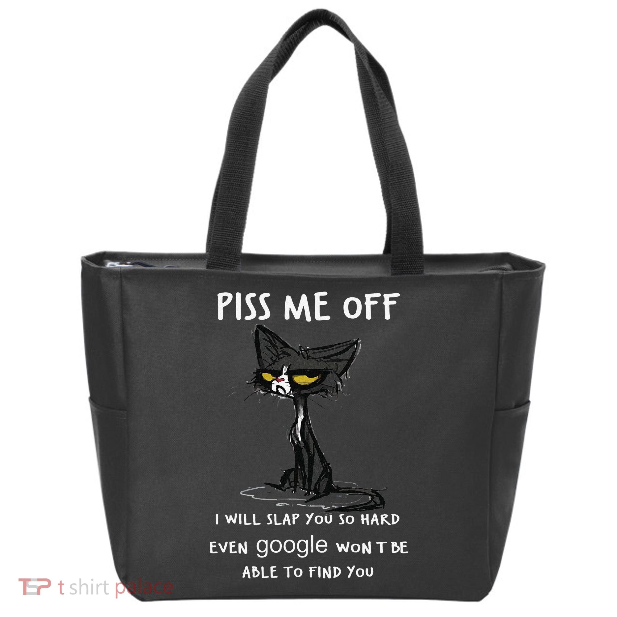 Piss Me Off I Will Slap You So Hard Black Cat Tote Bag