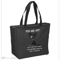 Piss Me Off I Will Slap You So Hard Black Cat Tote Bag thumb 2