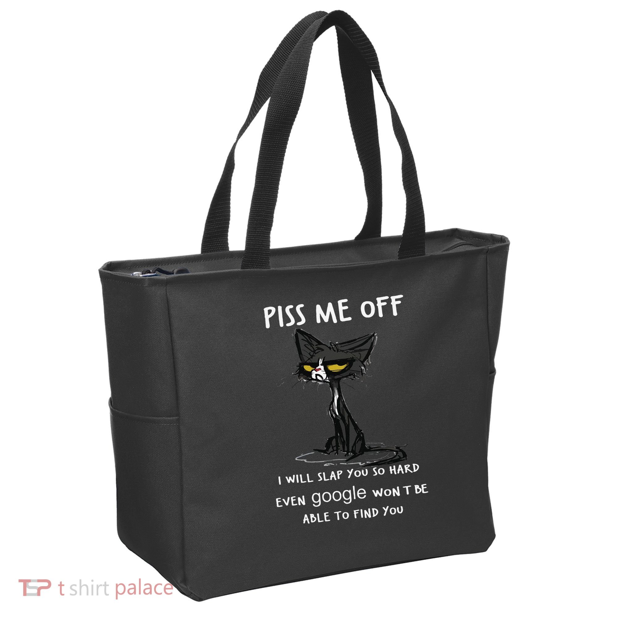 Piss Me Off I Will Slap You So Hard Black Cat Tote Bag