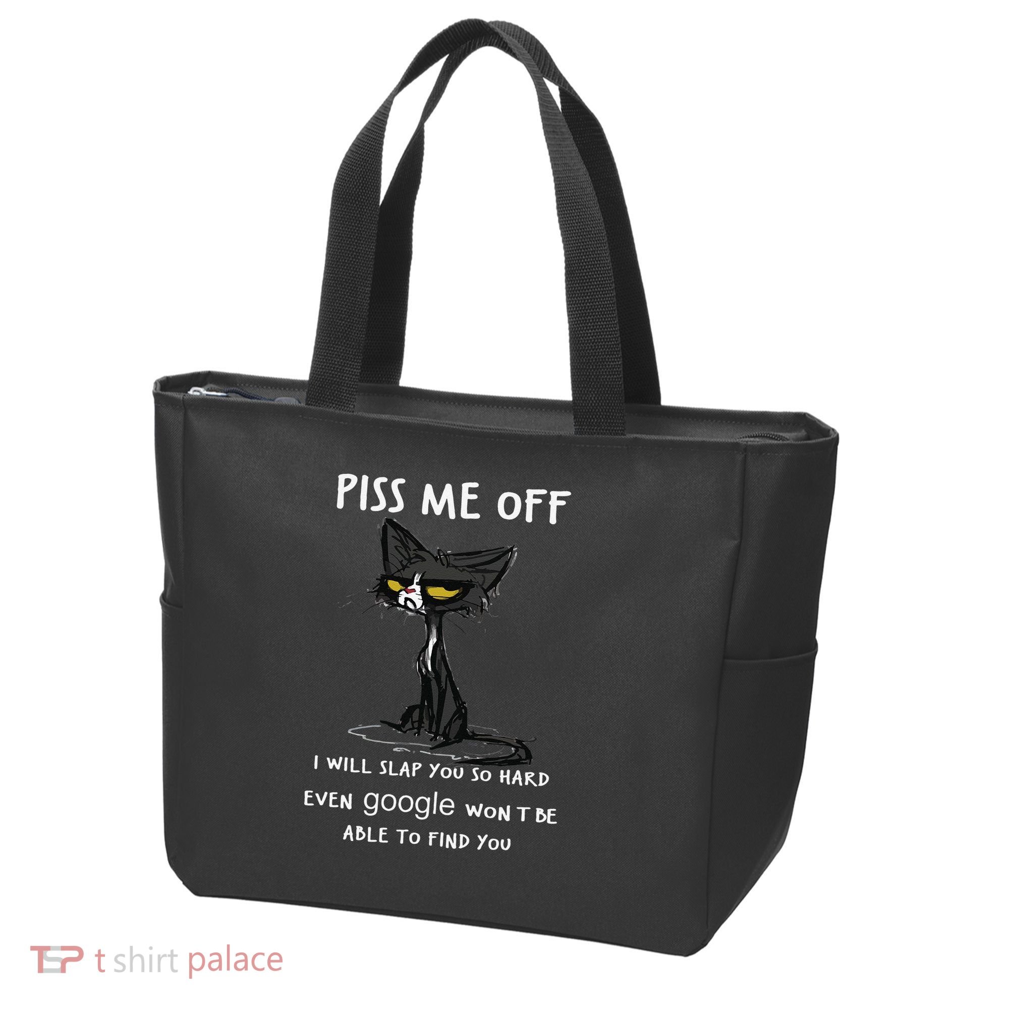 Piss Me Off I Will Slap You So Hard Black Cat Tote Bag