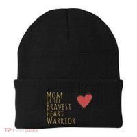 Proud Mom Of Bravest Heart Warrior Chd Awareness Congenital Gift Beanie thumb 0
