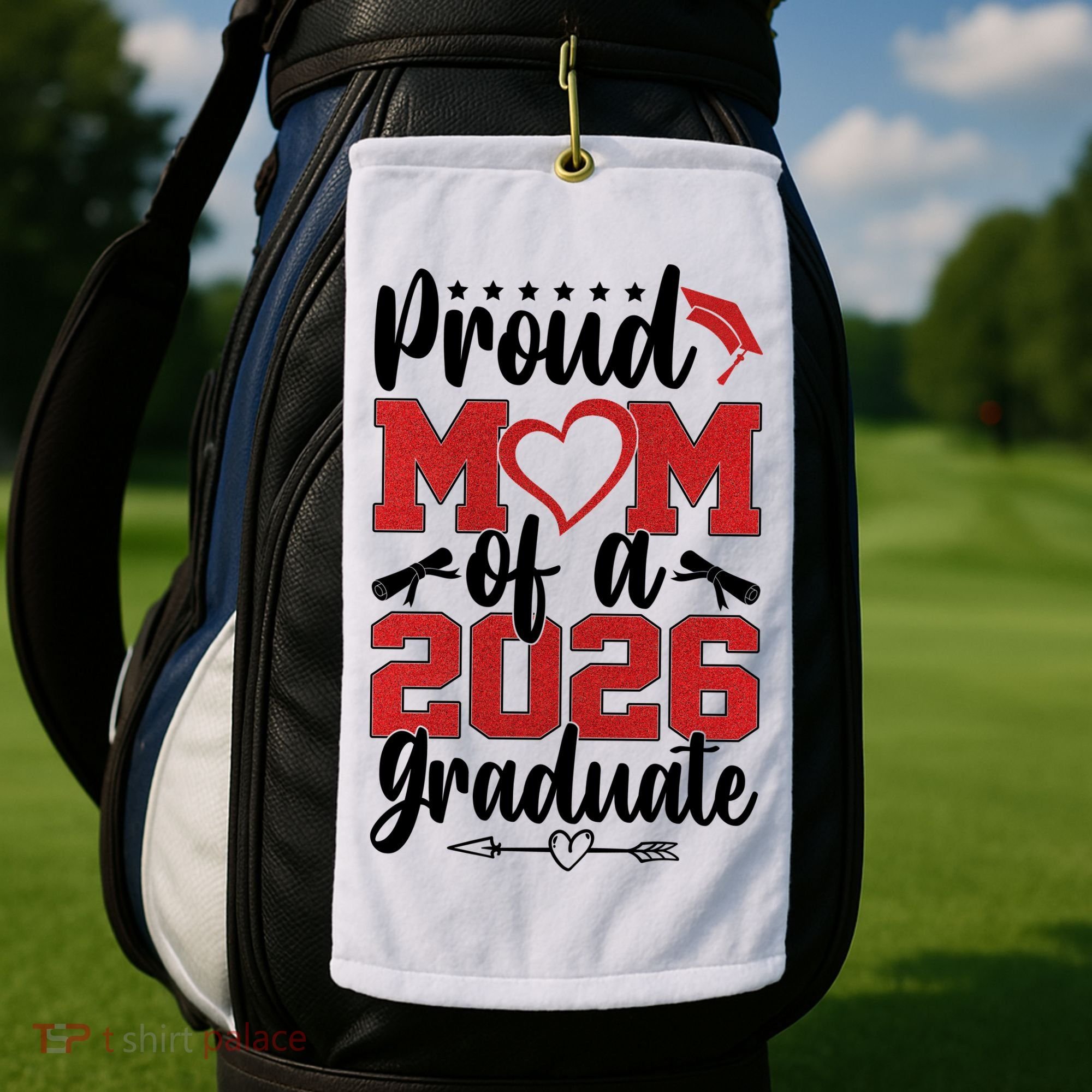 Proud Mom Of A 2026 Graduate Senior Class Graduation Golf Towel