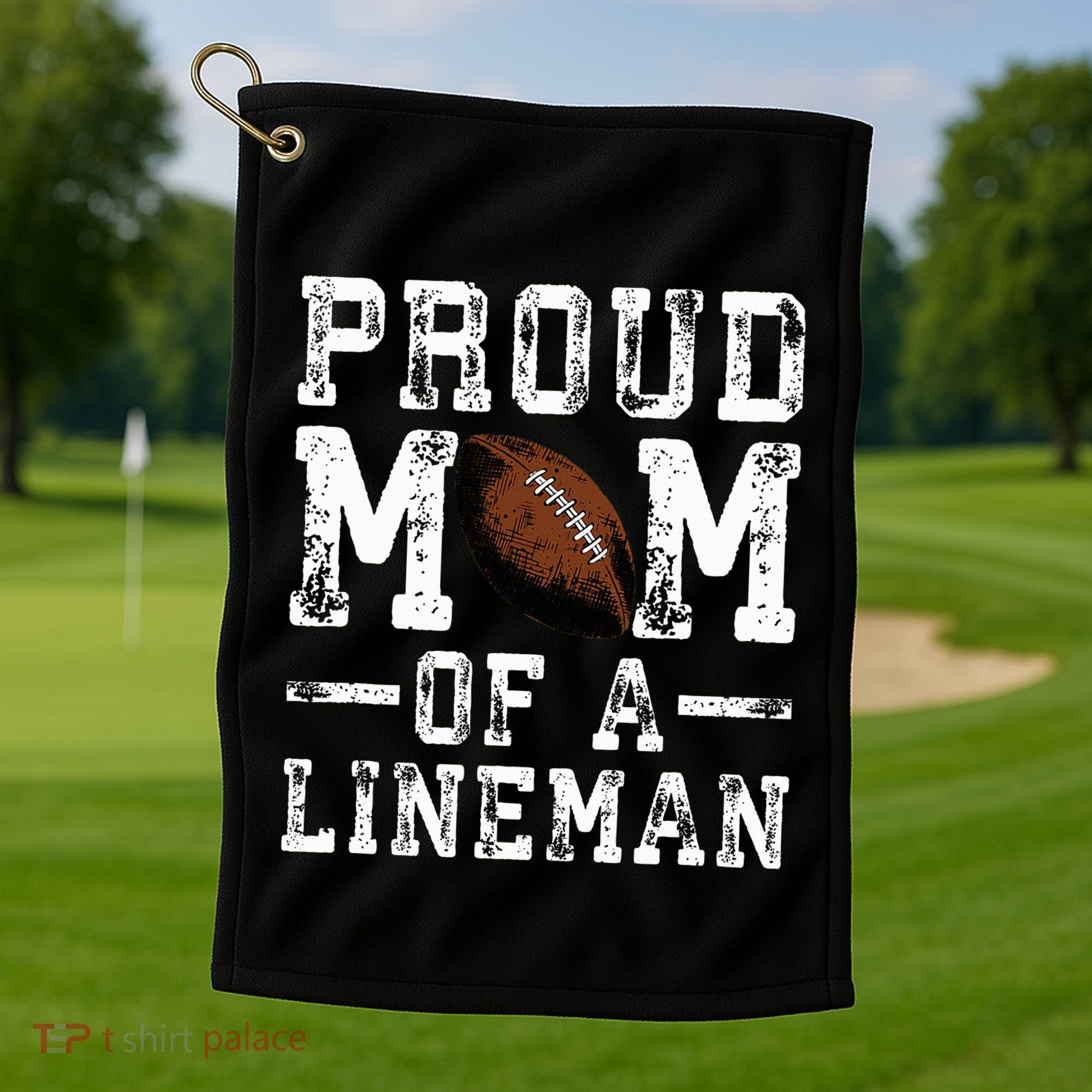 Proud Mom Of A Lineman Football Golf Towel