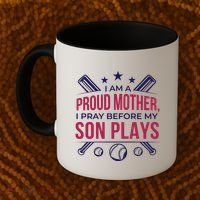 Proud Mother Pray Before Son Plays Baseball Coffee Mug thumb 2