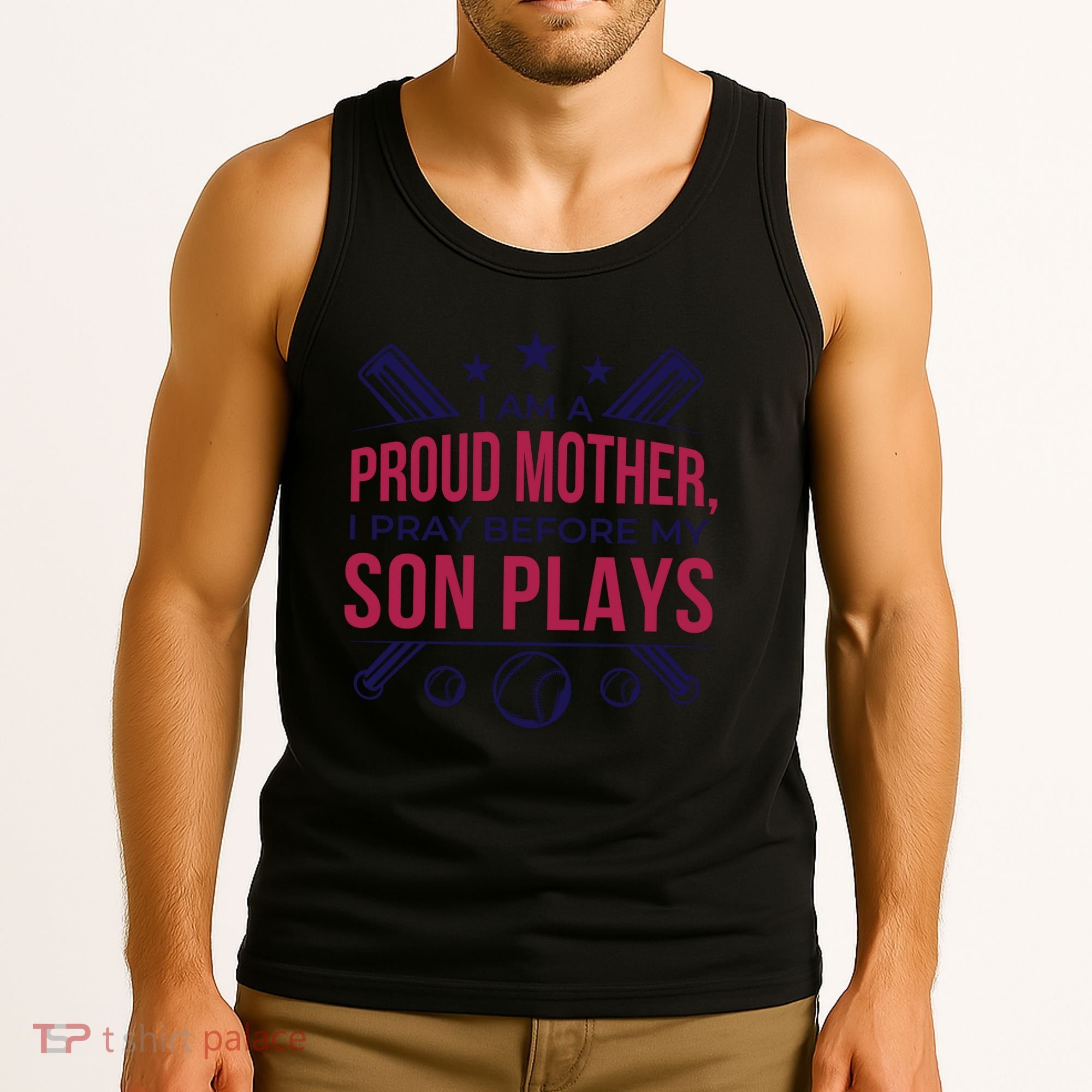 Proud Mother Pray Before Son Plays Baseball Tank Top