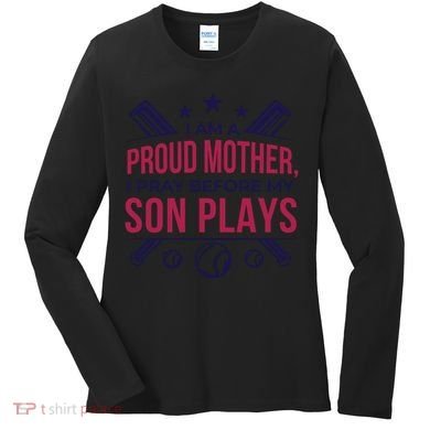 Proud Mother Pray Before Son Plays Baseball Women's Long Sleeve Shirt