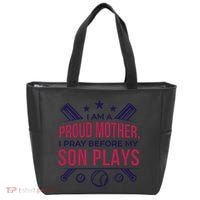 Proud Mother Pray Before Son Plays Baseball Tote Bag thumb 0