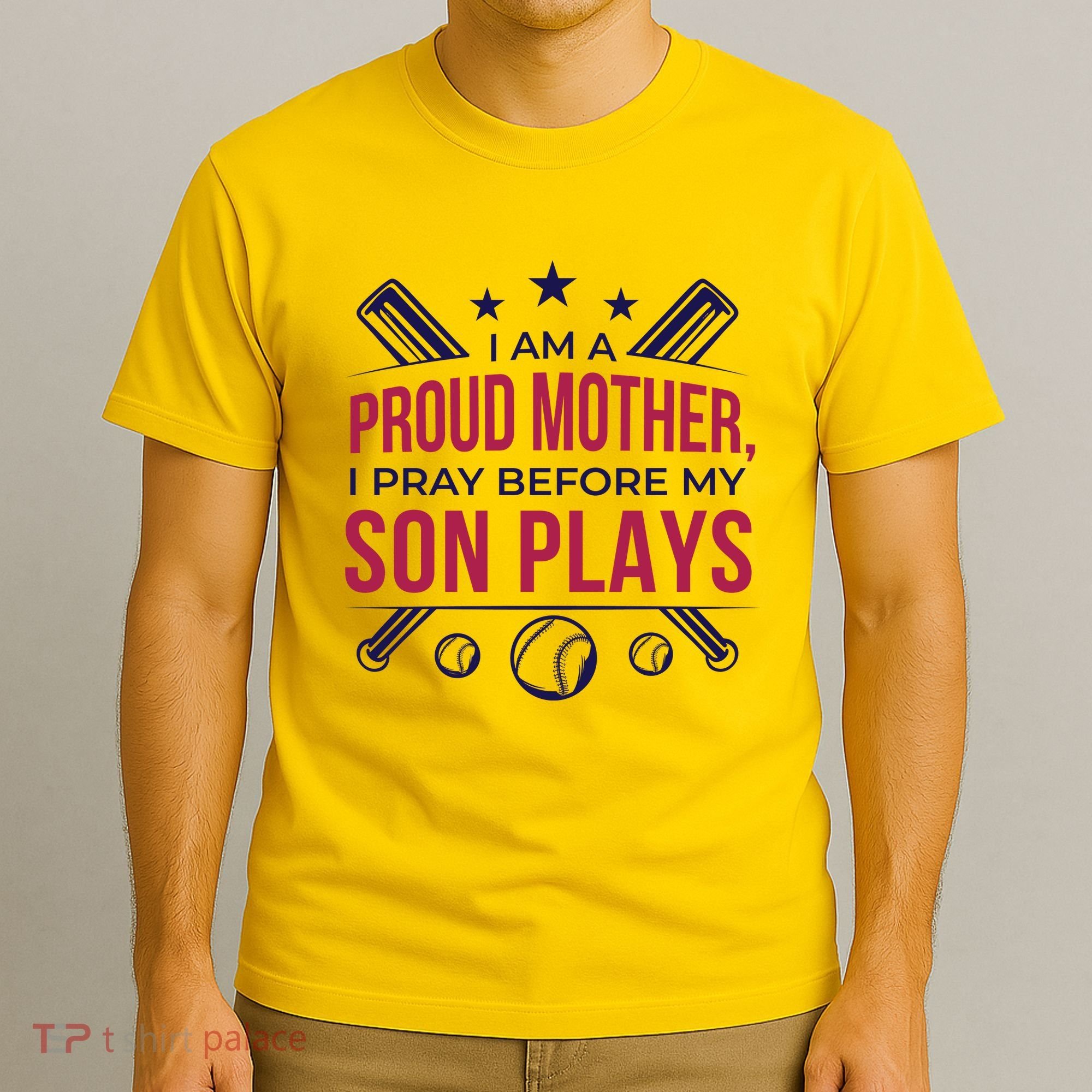 Proud Mother Pray Before Son Plays Baseball T-Shirt
