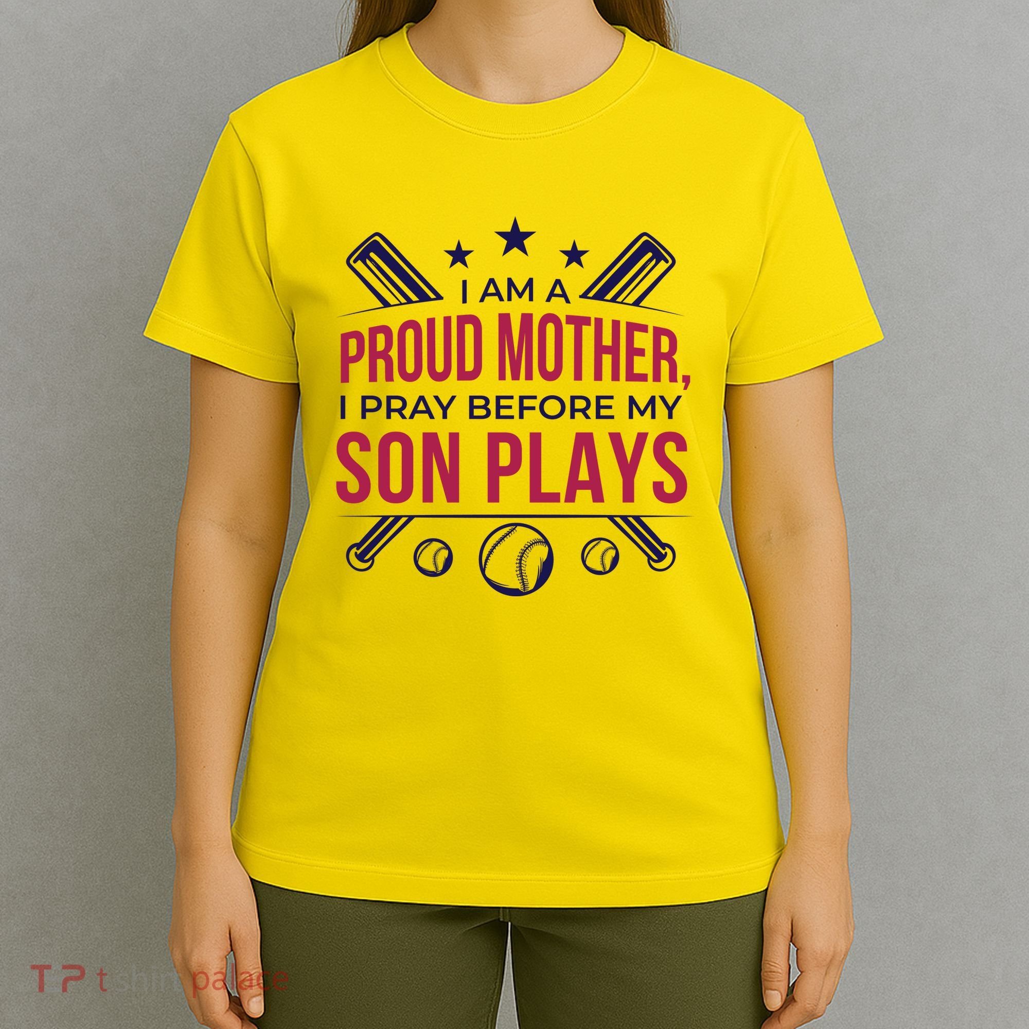 Proud Mother Pray Before Son Plays Baseball T-Shirt
