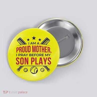 Proud Mother Pray Before Son Plays Baseball Button