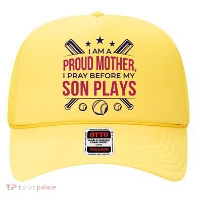 Proud Mother Pray Before Son Plays Baseball Hat