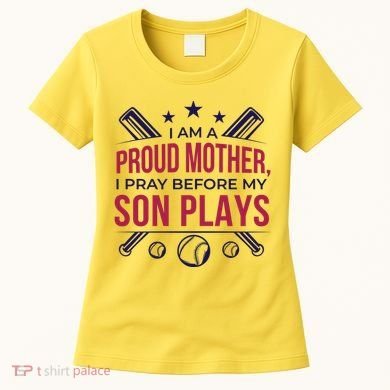 Proud Mother Pray Before Son Plays Baseball Women's T-Shirt