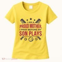 Proud Mother Pray Before Son Plays Baseball Women's T-Shirt thumb 0
