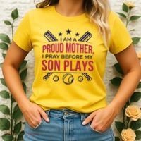 Proud Mother Pray Before Son Plays Baseball Women's T-Shirt thumb 2