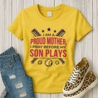 Proud Mother Pray Before Son Plays Baseball Women's T-Shirt thumb 3