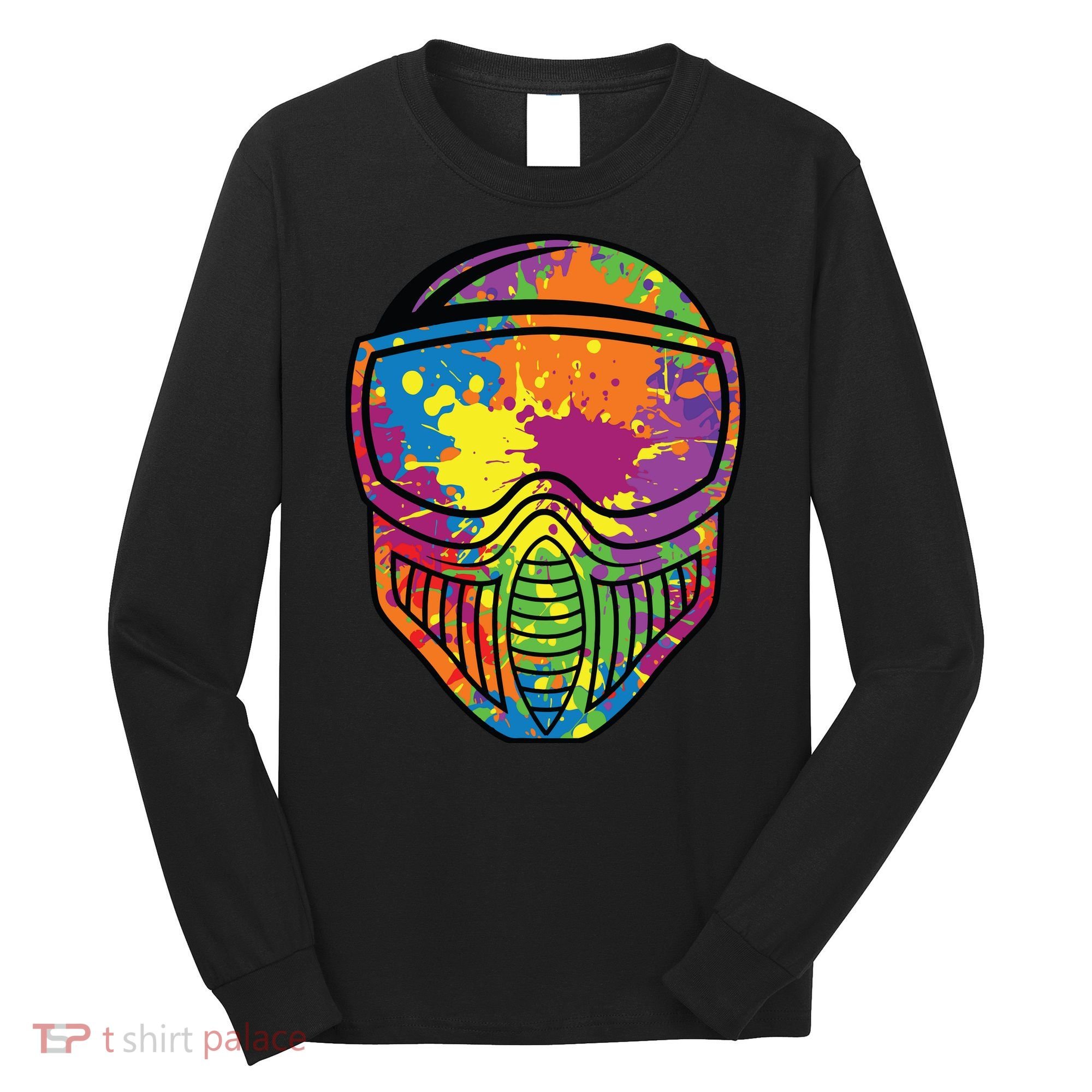 Paintball Mask Paint Shooting Paintballer Air Gun Long Sleeve Shirt