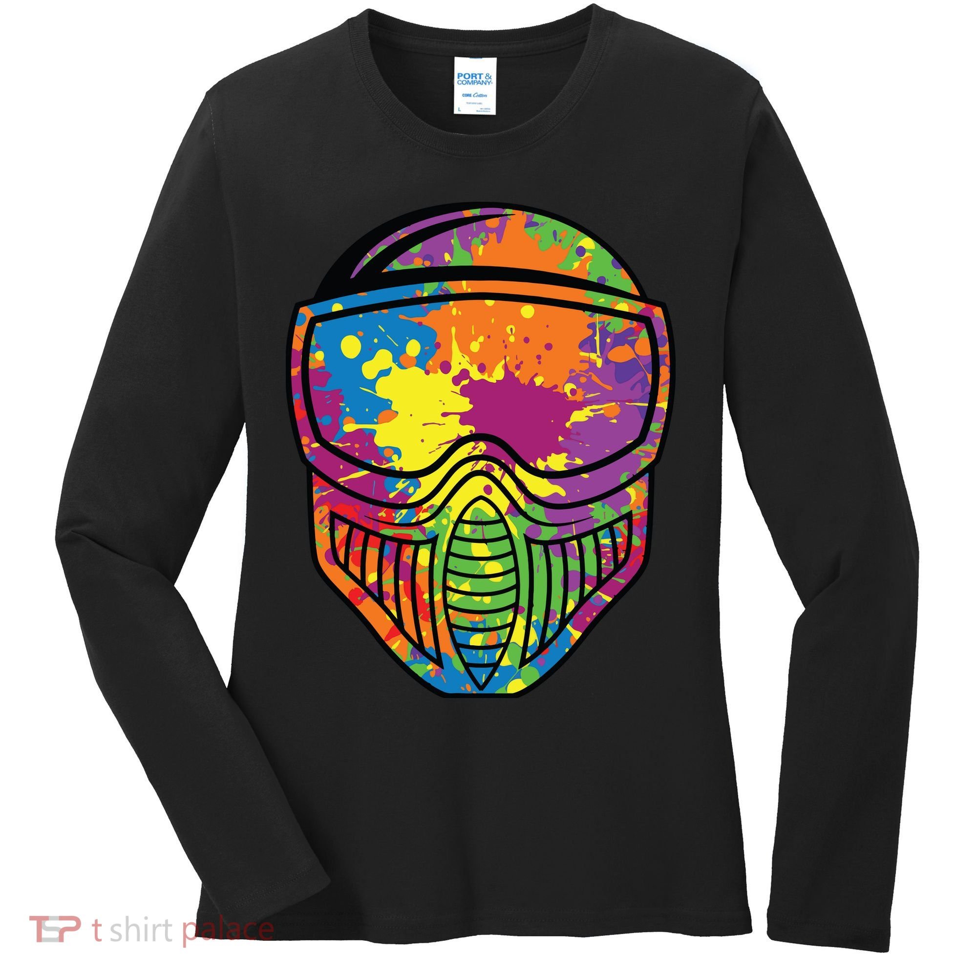 Paintball Mask Paint Shooting Paintballer Air Gun Women's Long Sleeve Shirt