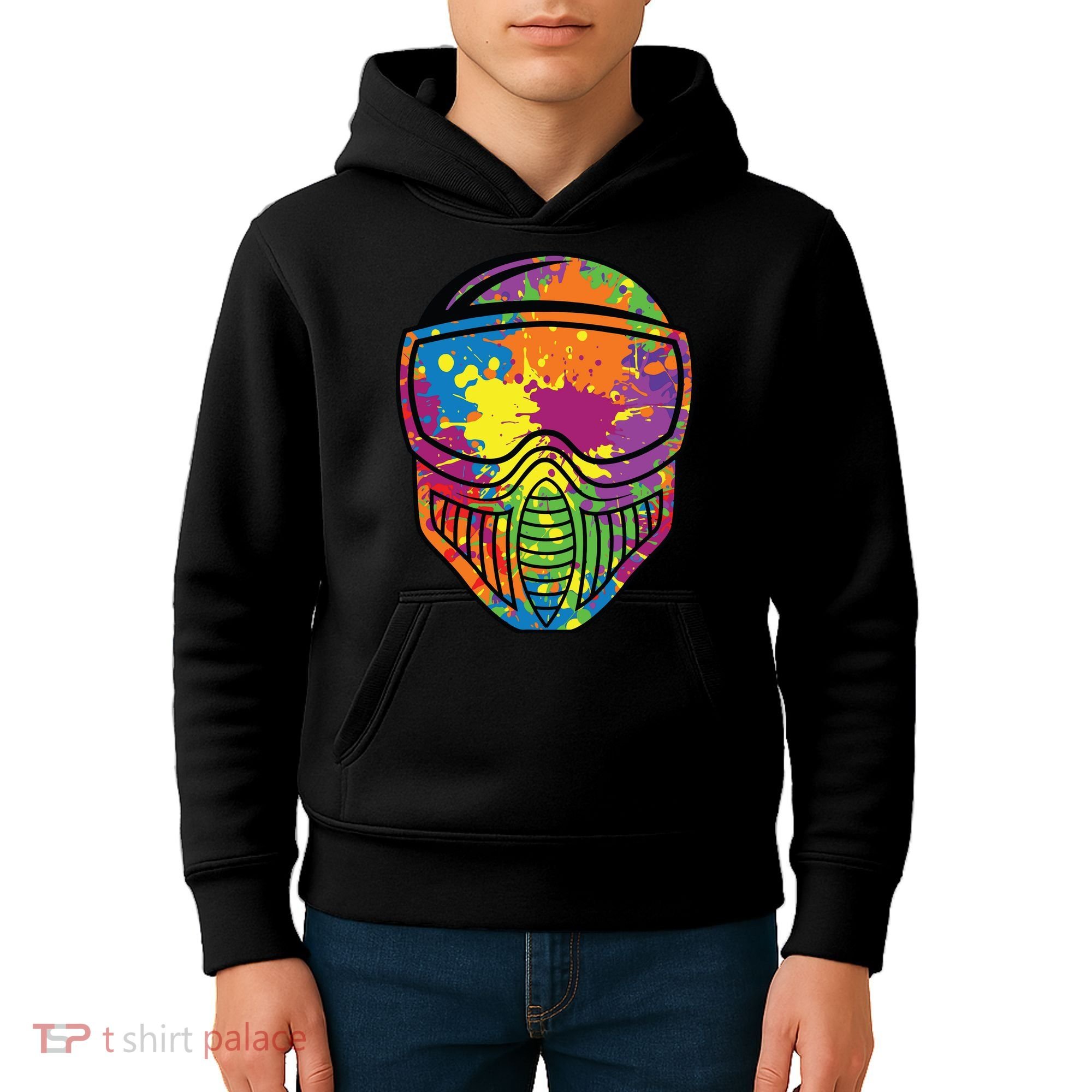 Paintball Mask Paint Shooting Paintballer Air Gun Kids Hoodie