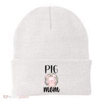 Pig Mom Proud Pig Farmer Pig Owner Pig Mother Gift Beanie thumb 0