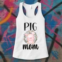Pig Mom Proud Pig Farmer Pig Owner Pig Mother Gift Women's Tank Top thumb 3