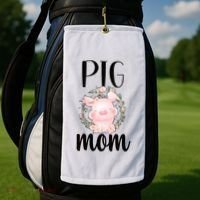 Pig Mom Proud Pig Farmer Pig Owner Pig Mother Gift Golf Towel thumb 2