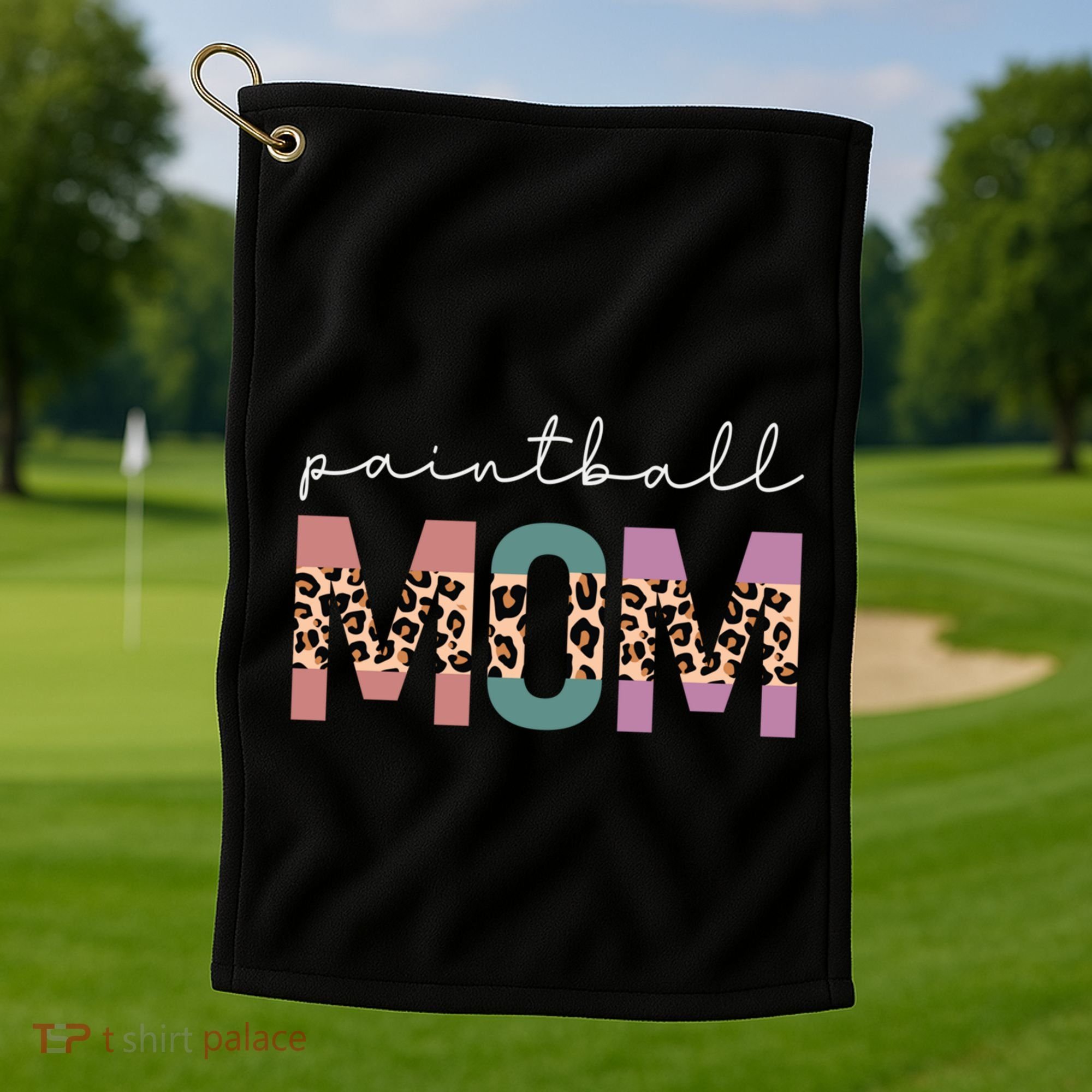 Paintball Mom Paintball Lovers Gift Funny Mom Leopard Cute Gift Golf Towel