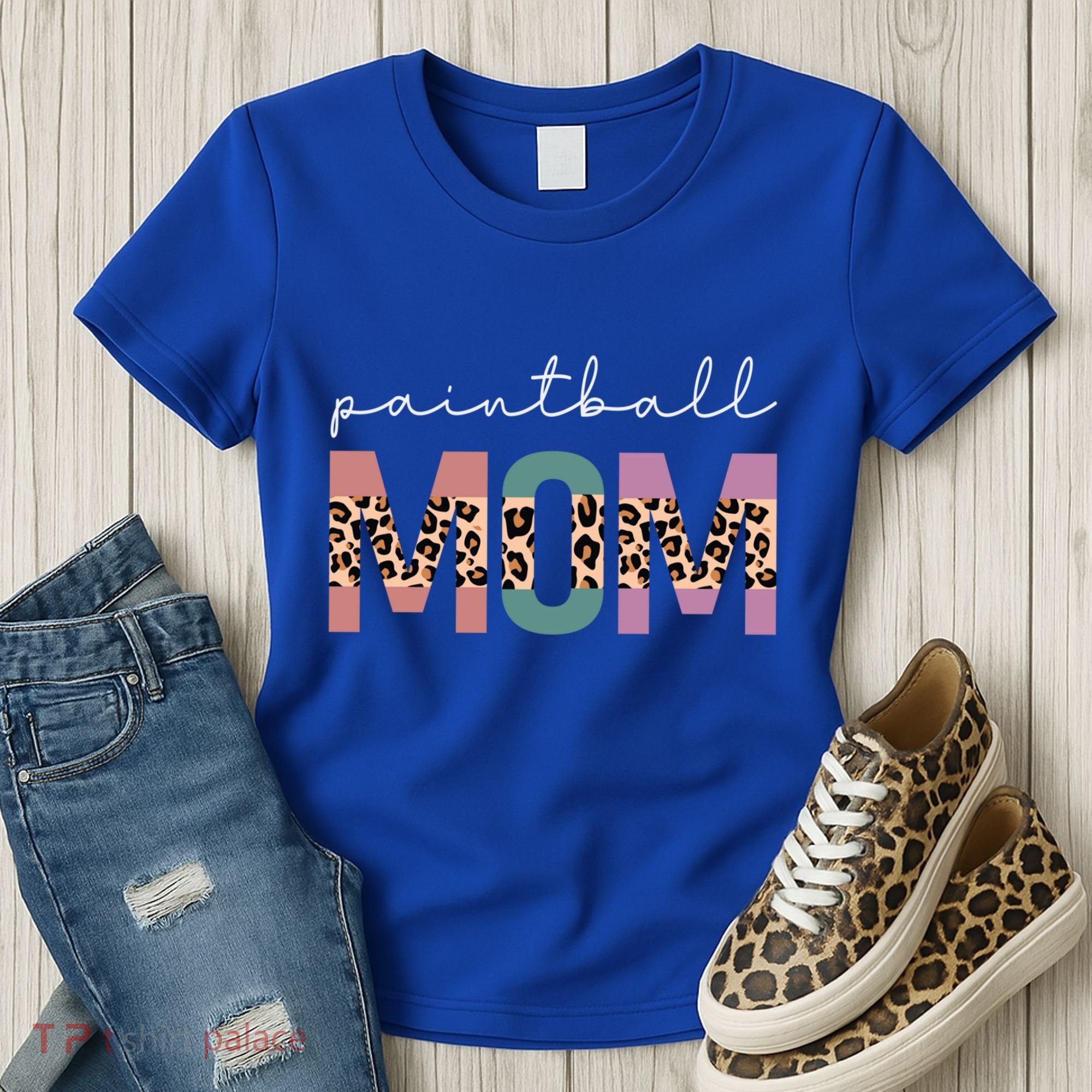 Paintball Mom Paintball Lovers Gift Funny Mom Leopard Cute Gift Women's T-Shirt
