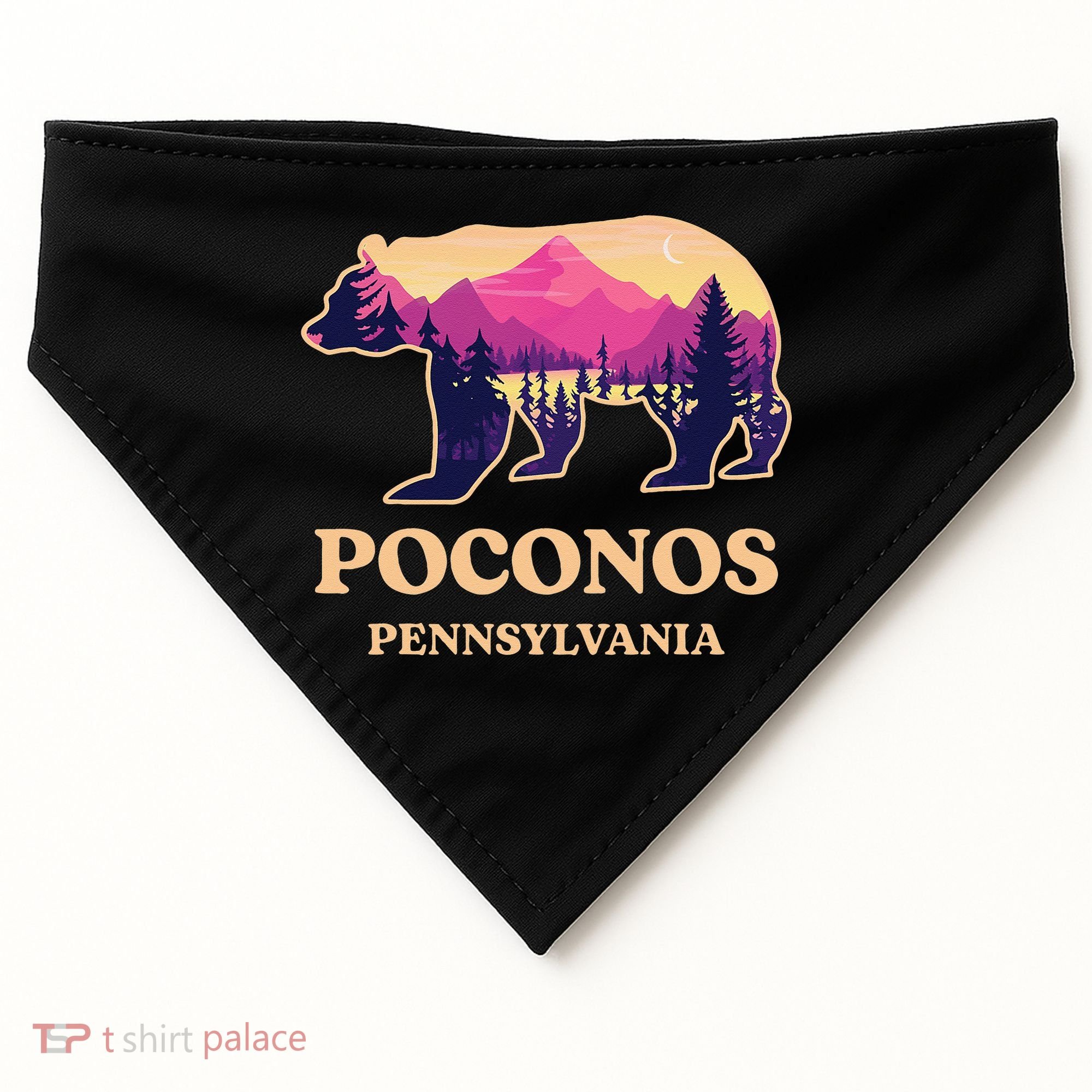 Poconos Mountains Pennsylvania Pa Bear Hiking Souvenirs USA-Made Doggie Bandana