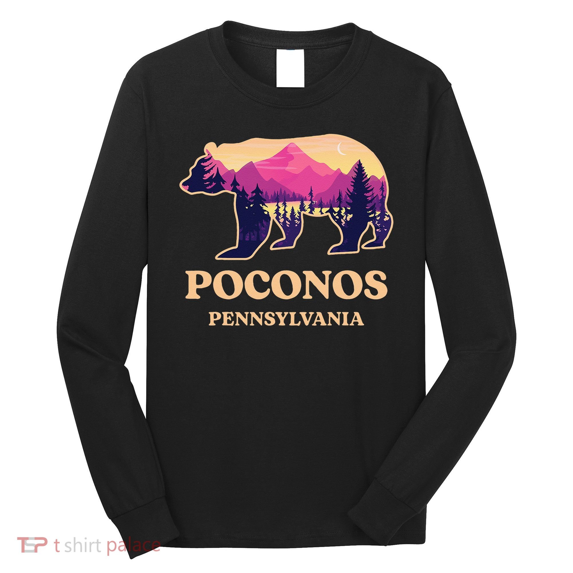 Poconos Mountains Pennsylvania Pa Bear Hiking Souvenirs Long Sleeve Shirt