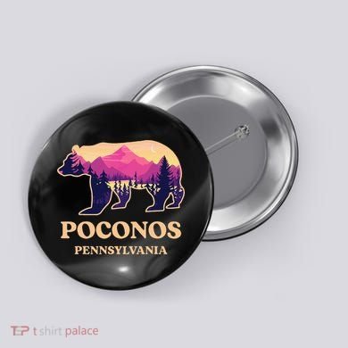 Poconos Mountains Pennsylvania Pa Bear Hiking Souvenirs Button